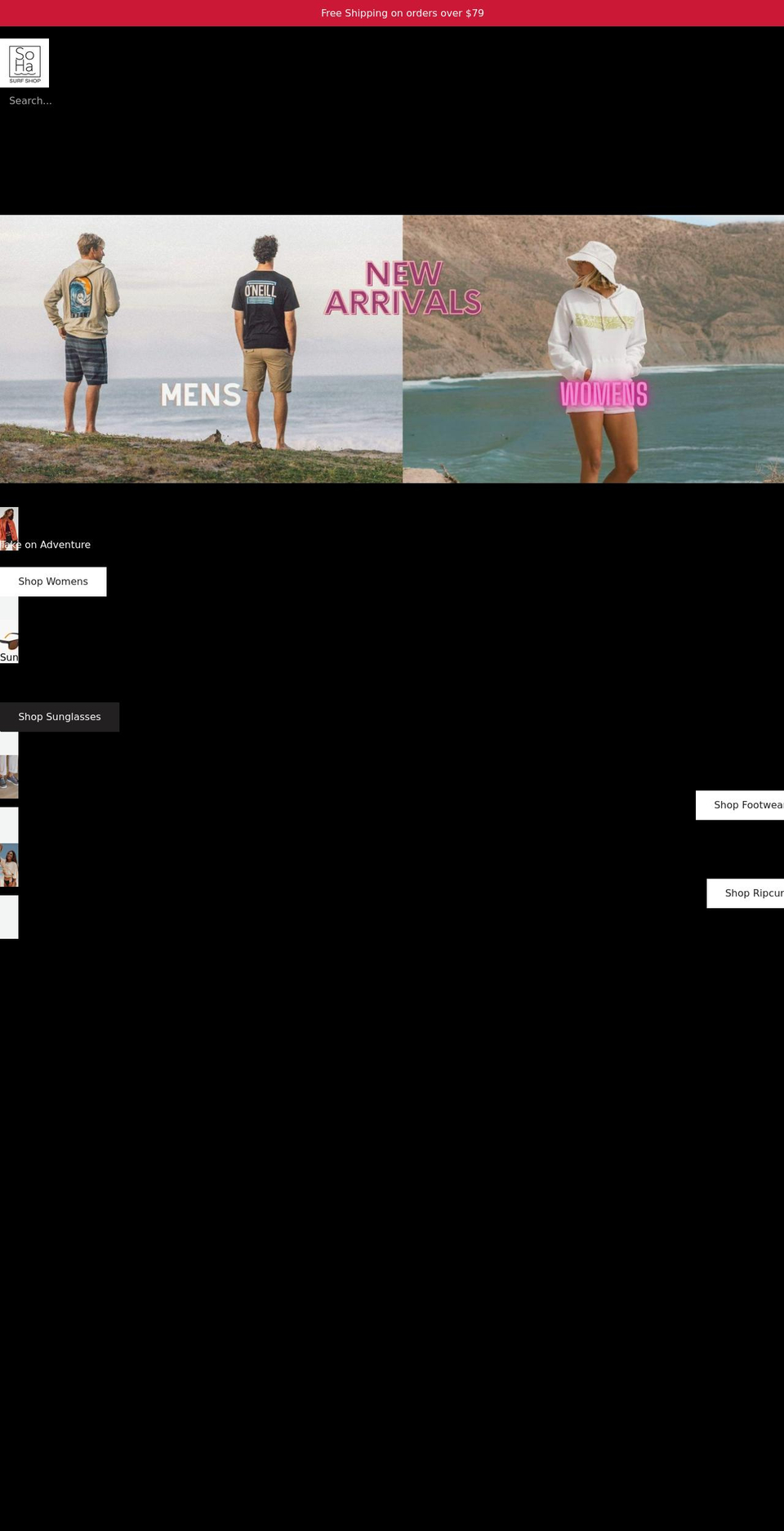 sohasurfshop.com shopify website screenshot