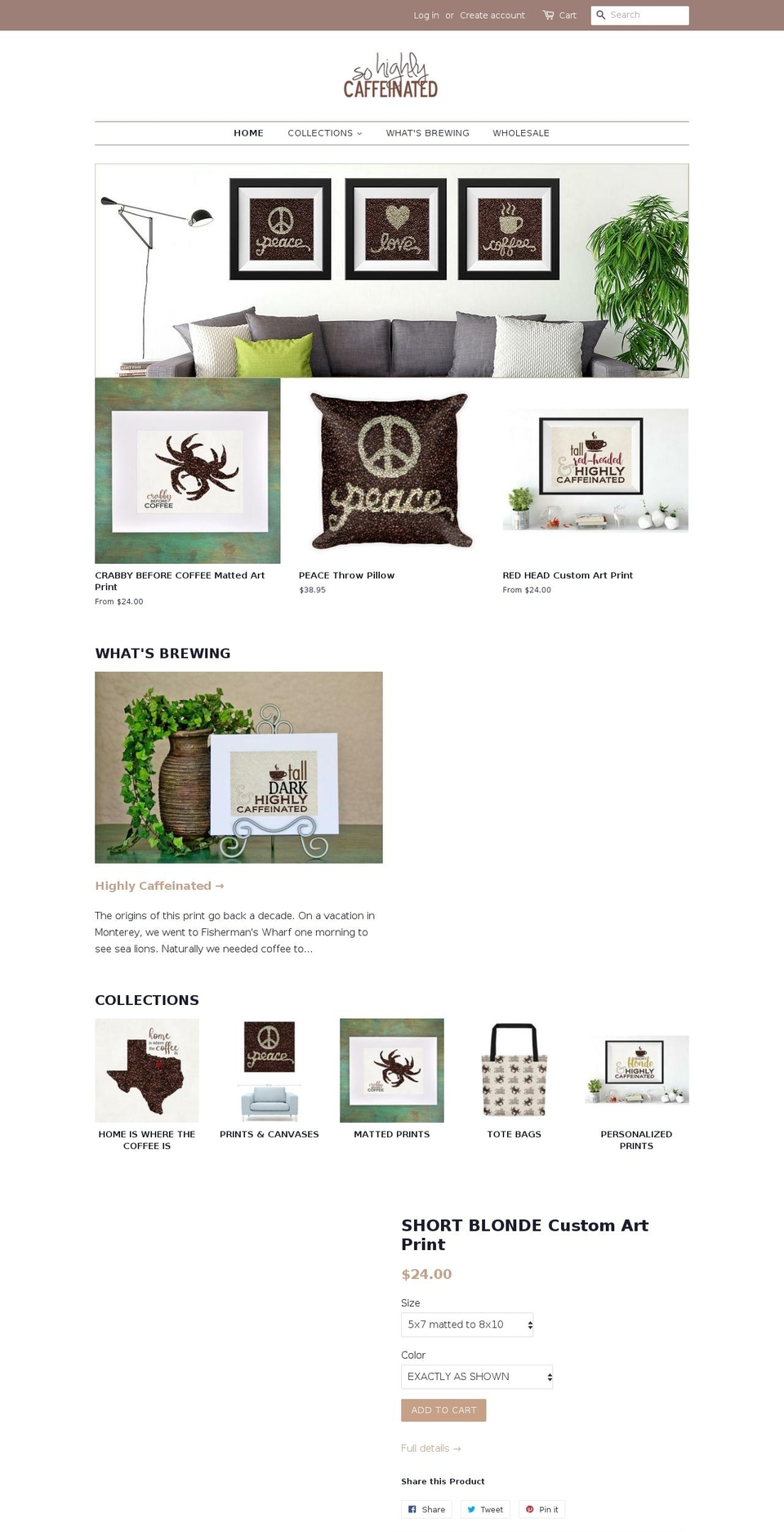 sohighlycaffeinated.com — Shopify storefront screenshot