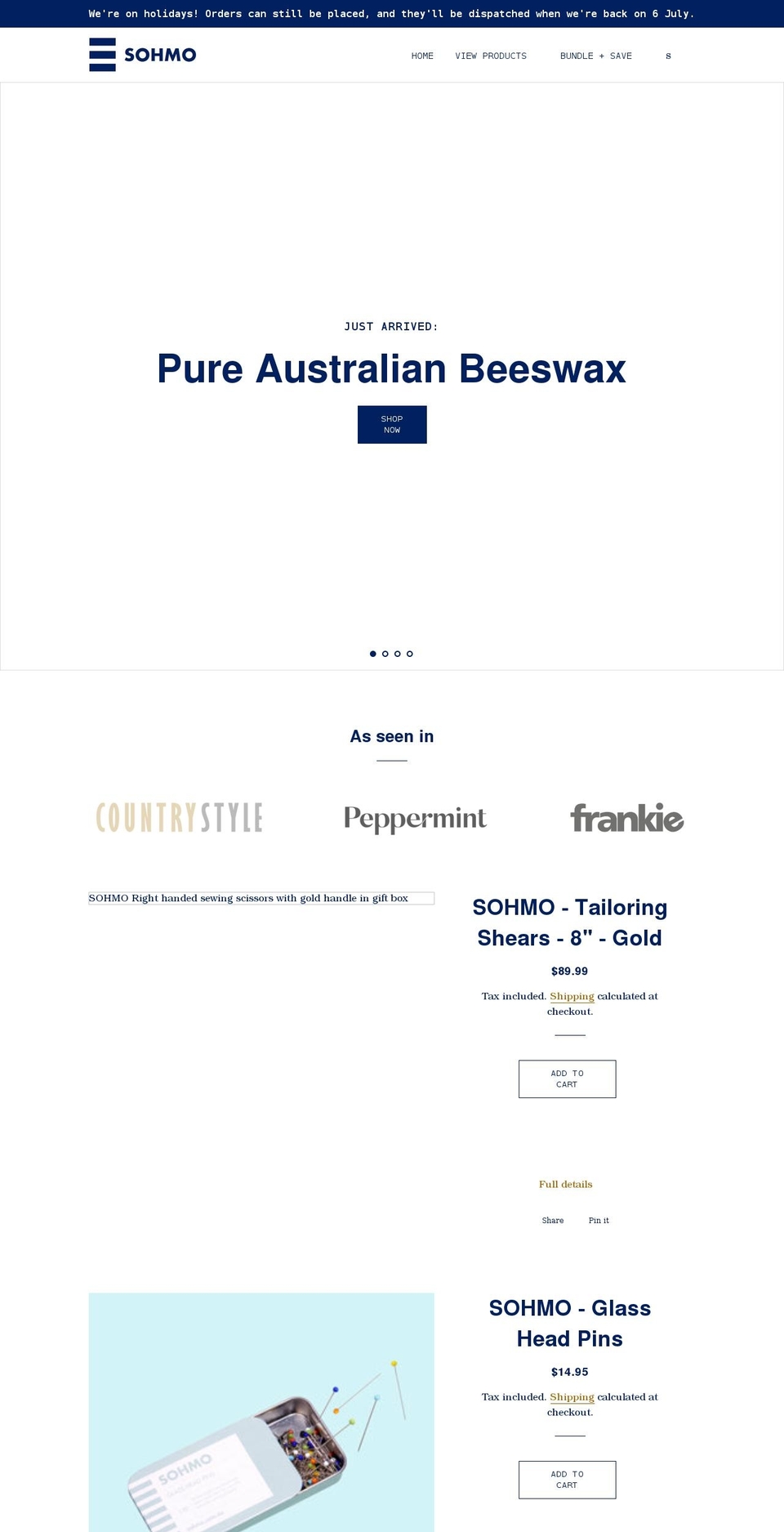 sohmo.com.au shopify website screenshot