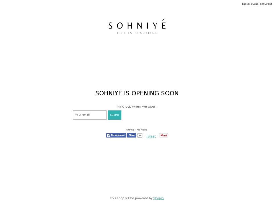 sohniye.com shopify website screenshot