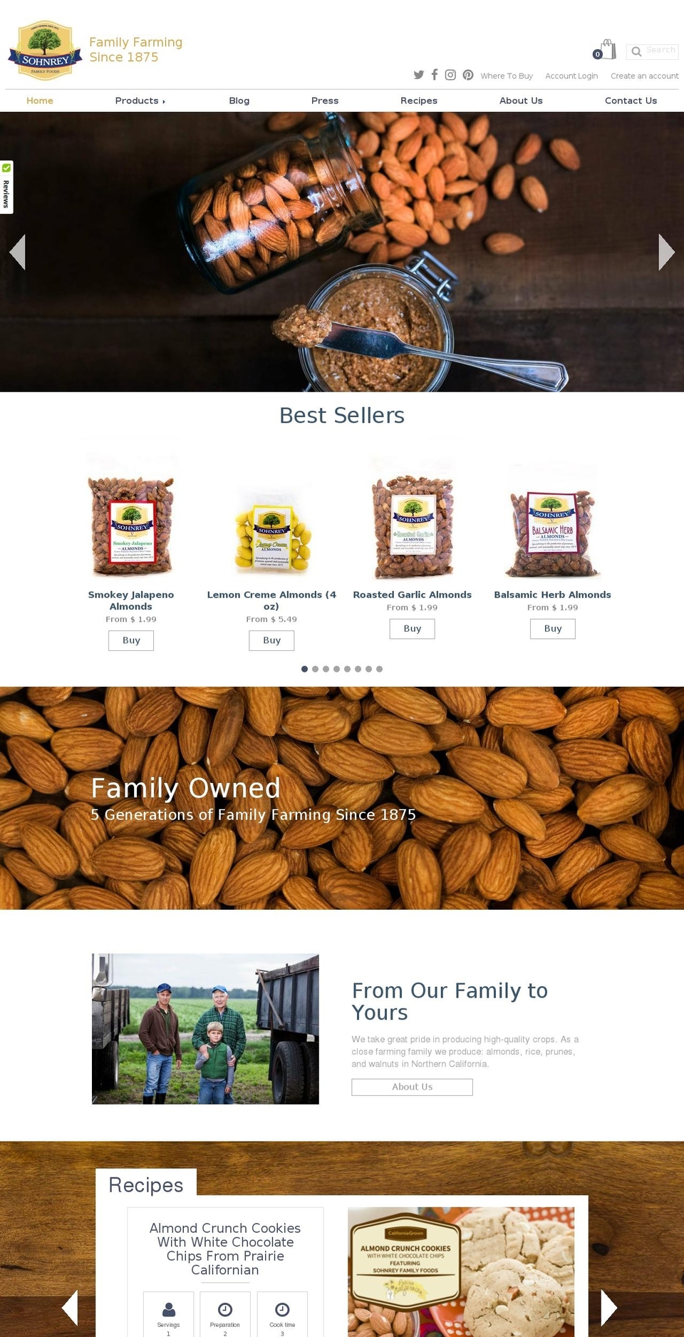 sohnreyfamilyfoods.com shopify website screenshot
