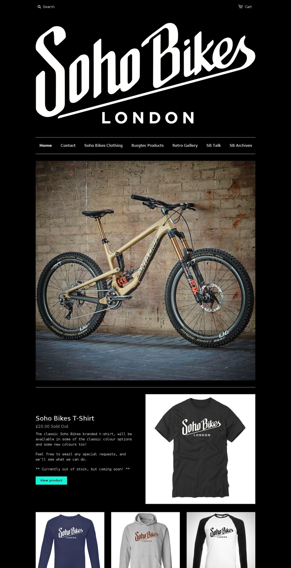 sohobikes.co.uk shopify website screenshot