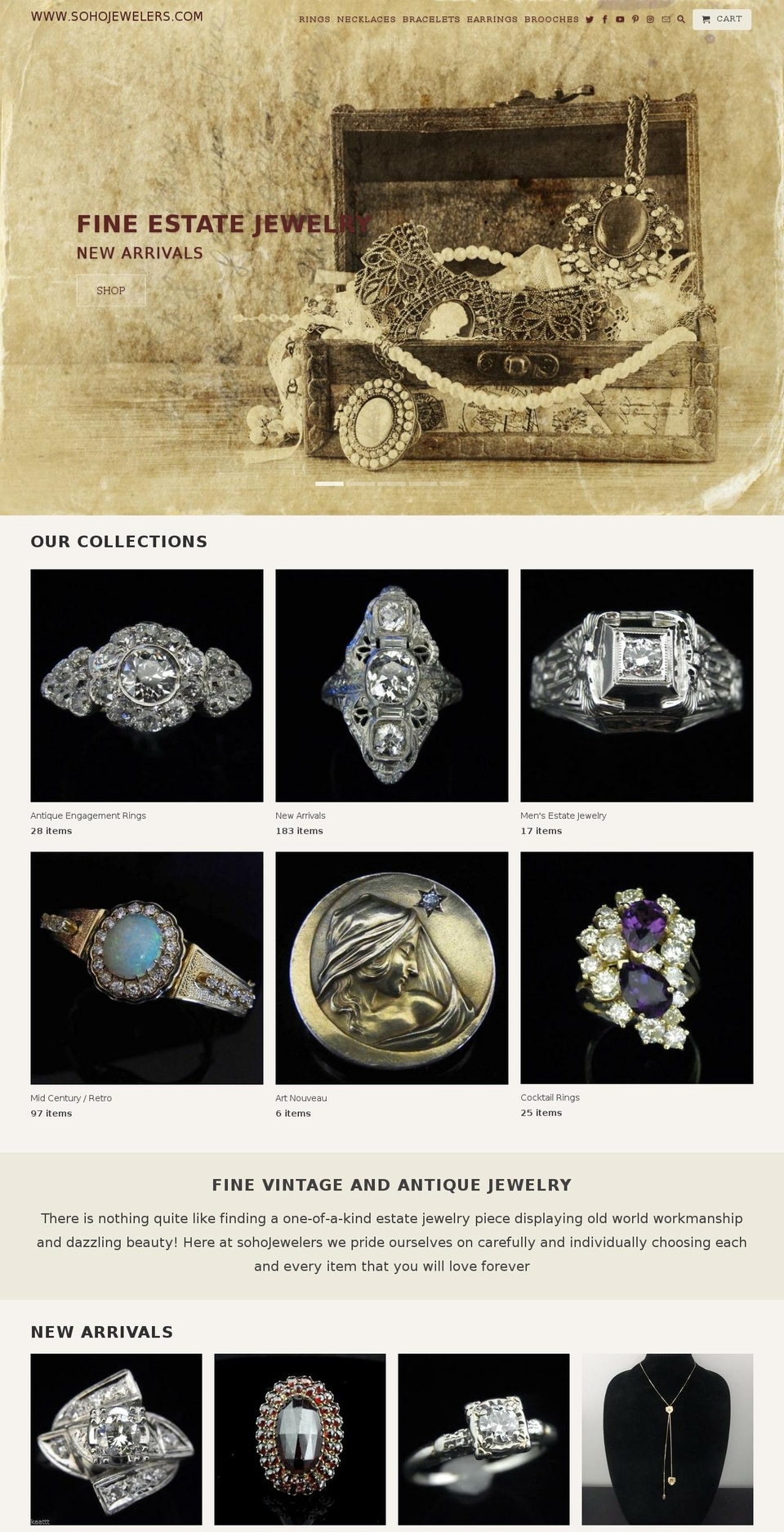 sohojewelers.com shopify website screenshot