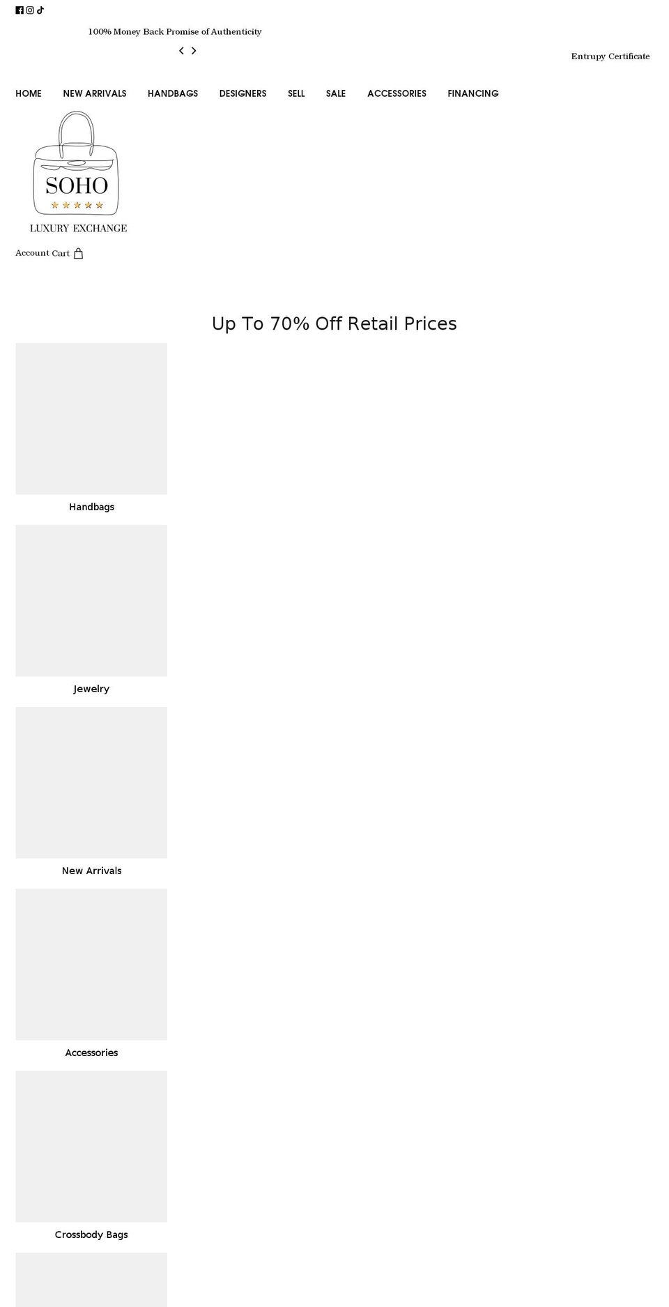 soholuxuryexchange.com — Shopify storefront screenshot