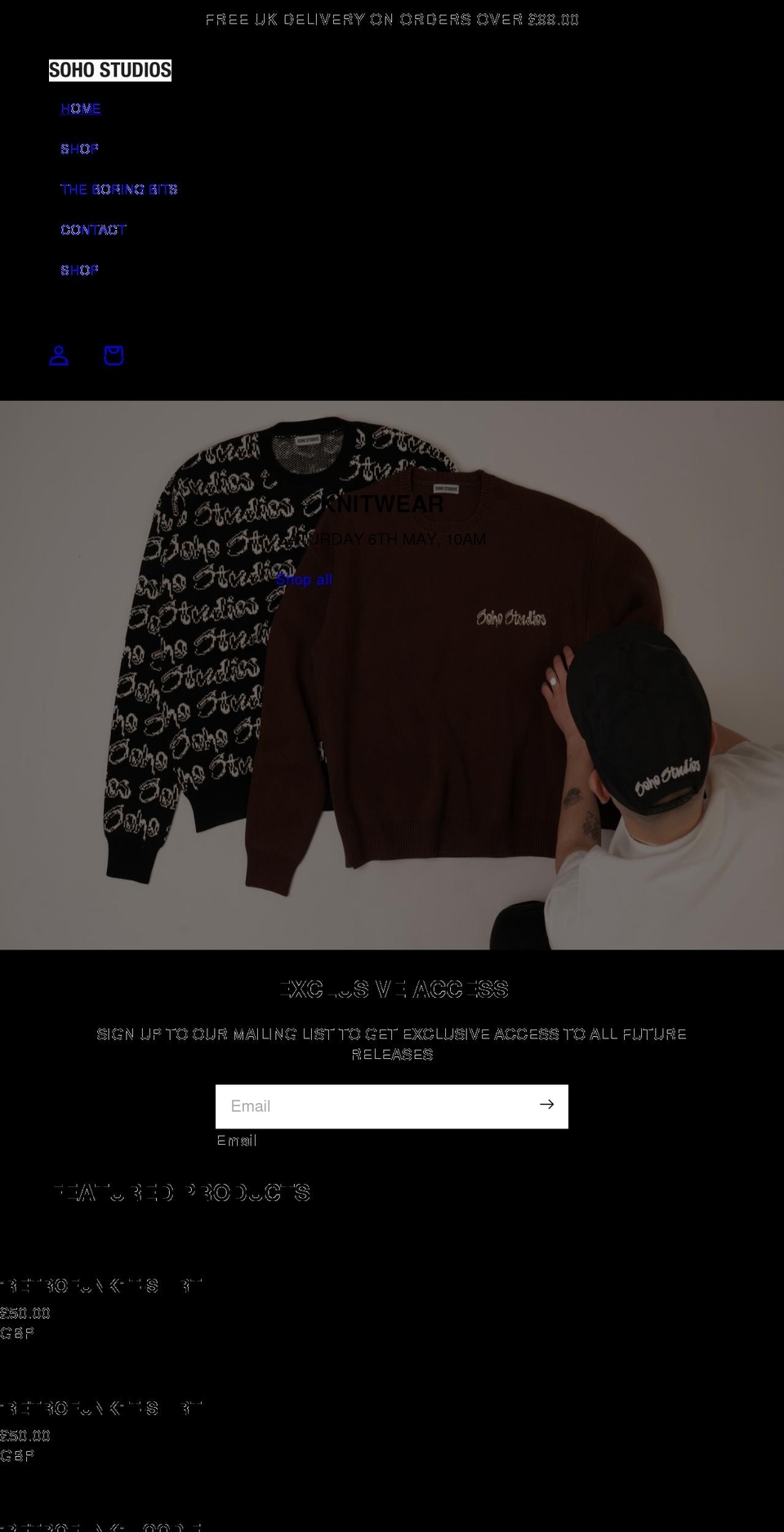 sohostudios.net shopify website screenshot