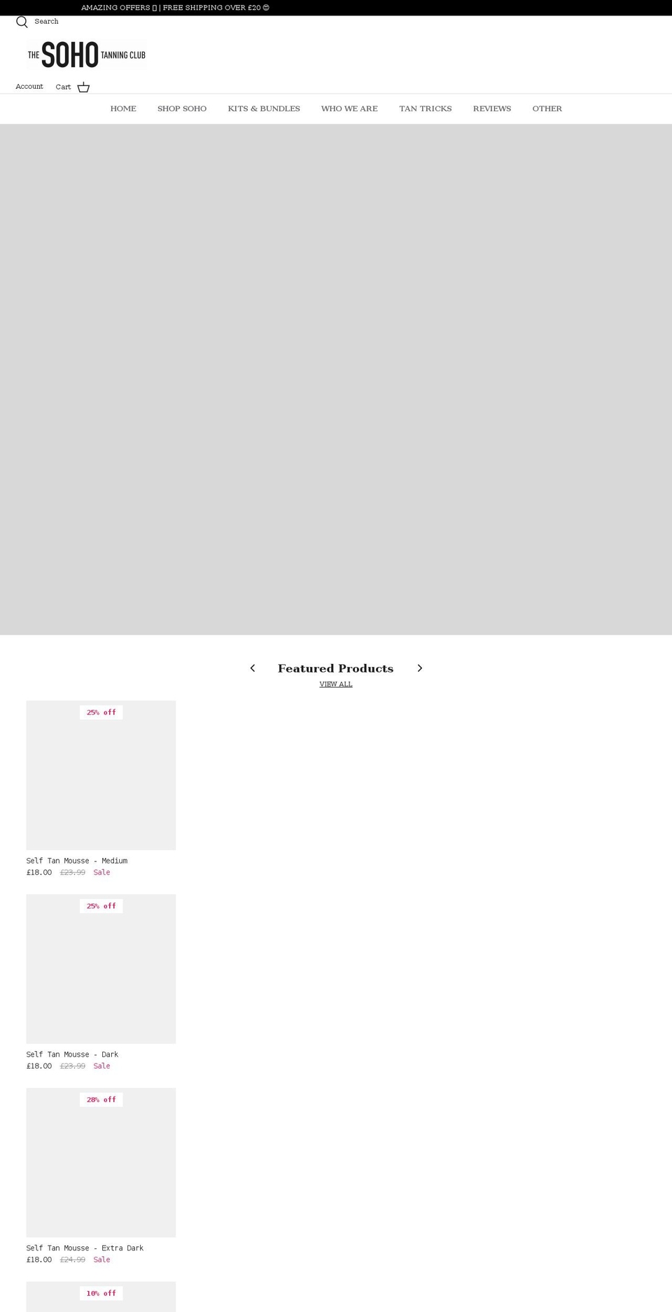sohotanningclub.com shopify website screenshot