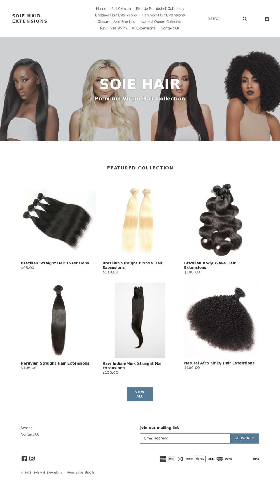 soiehair.com shopify website screenshot