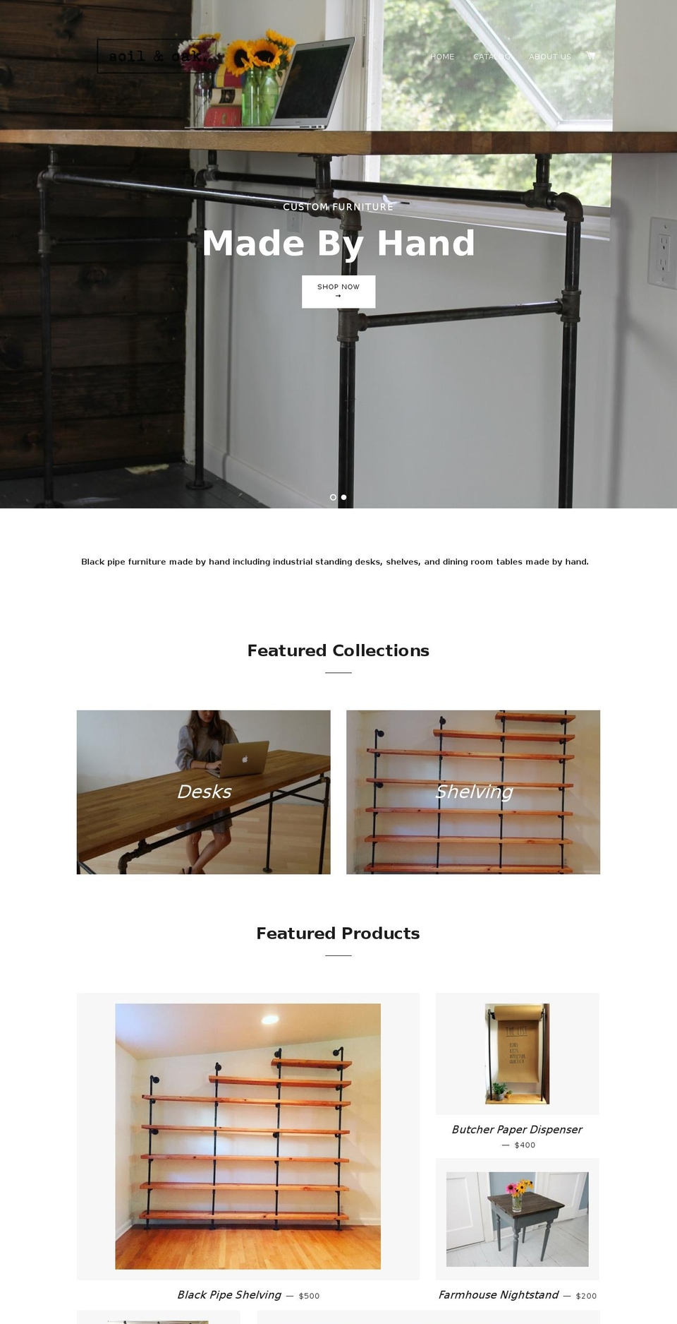 soilandoak.com shopify website screenshot