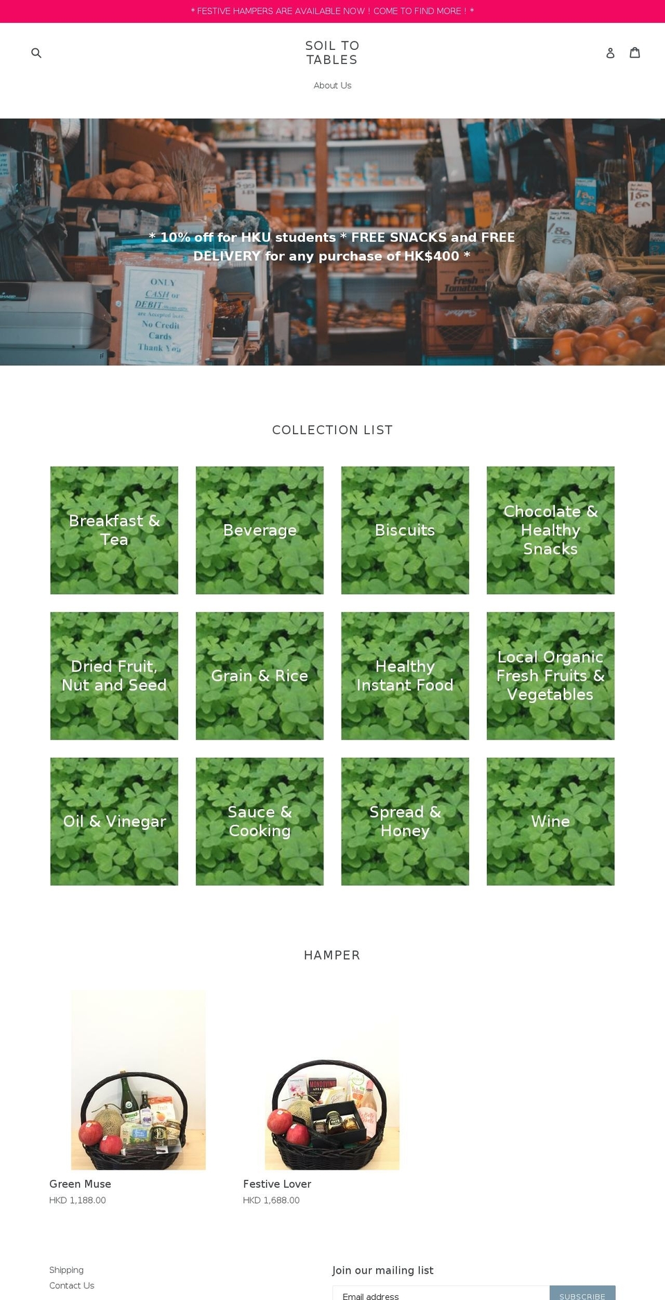 soiltotables.com — Shopify storefront screenshot