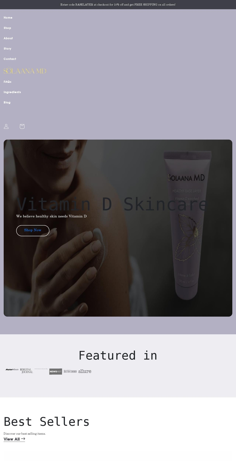 solaanamd.com shopify website screenshot