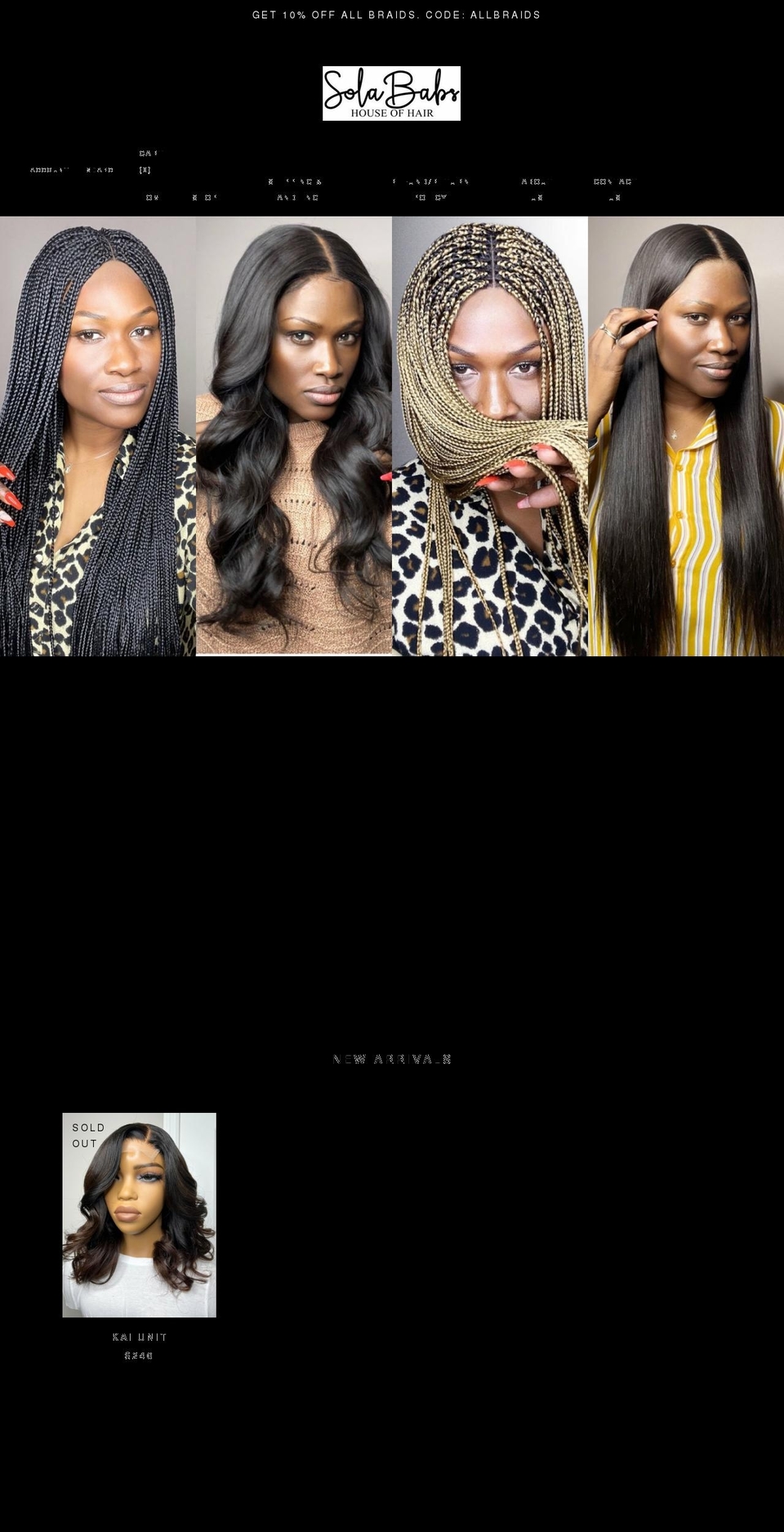 solababshair.com shopify website screenshot