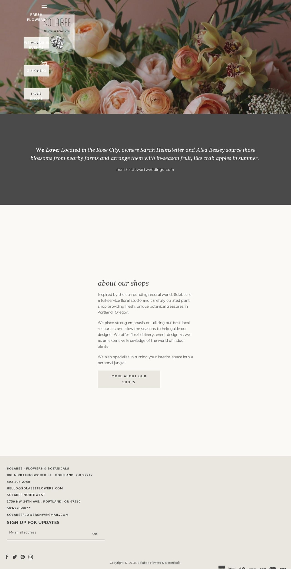 solabeeflowers.com shopify website screenshot