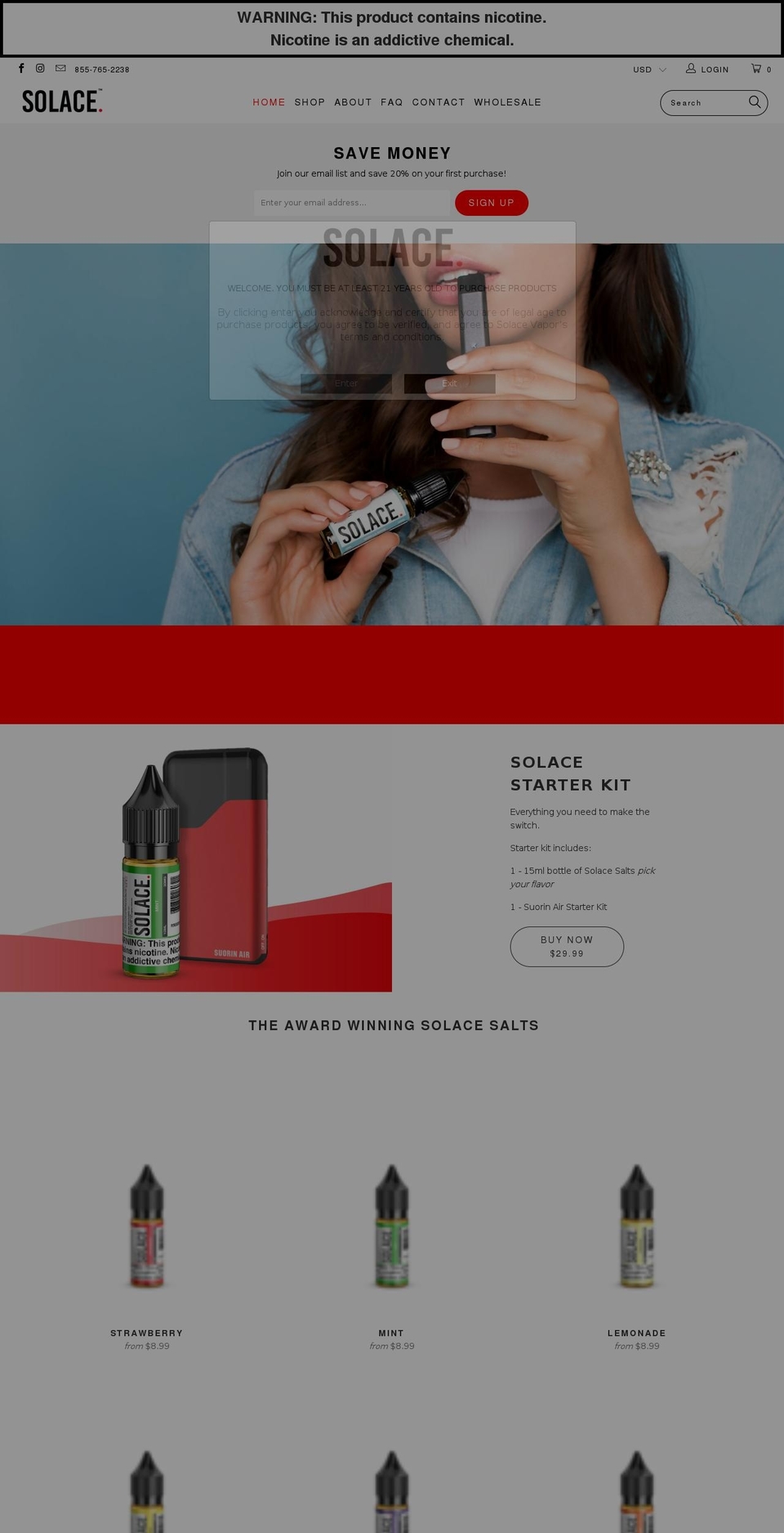 solacevapor.com shopify website screenshot