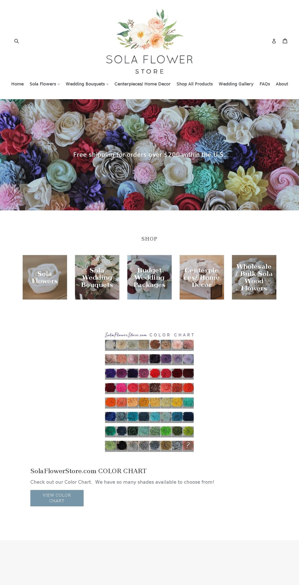 solaflowerstore.com — Shopify storefront screenshot