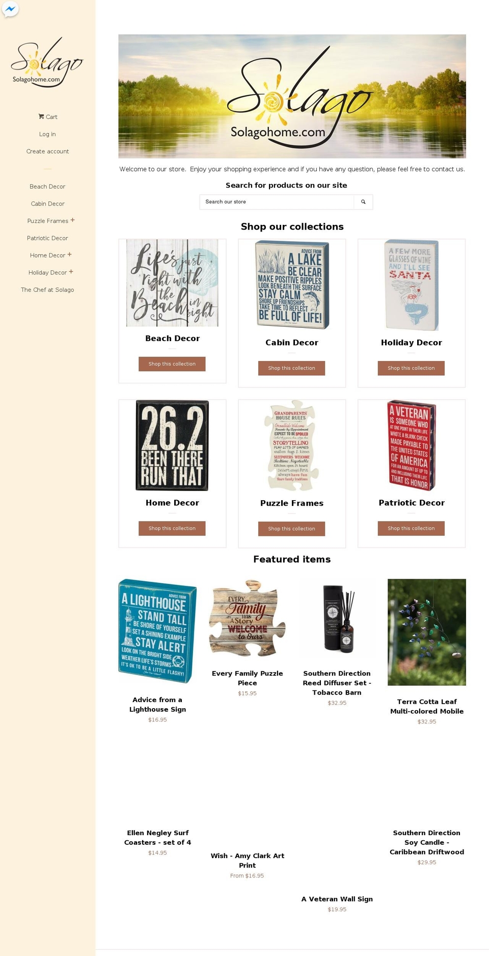 solagohome.com shopify website screenshot