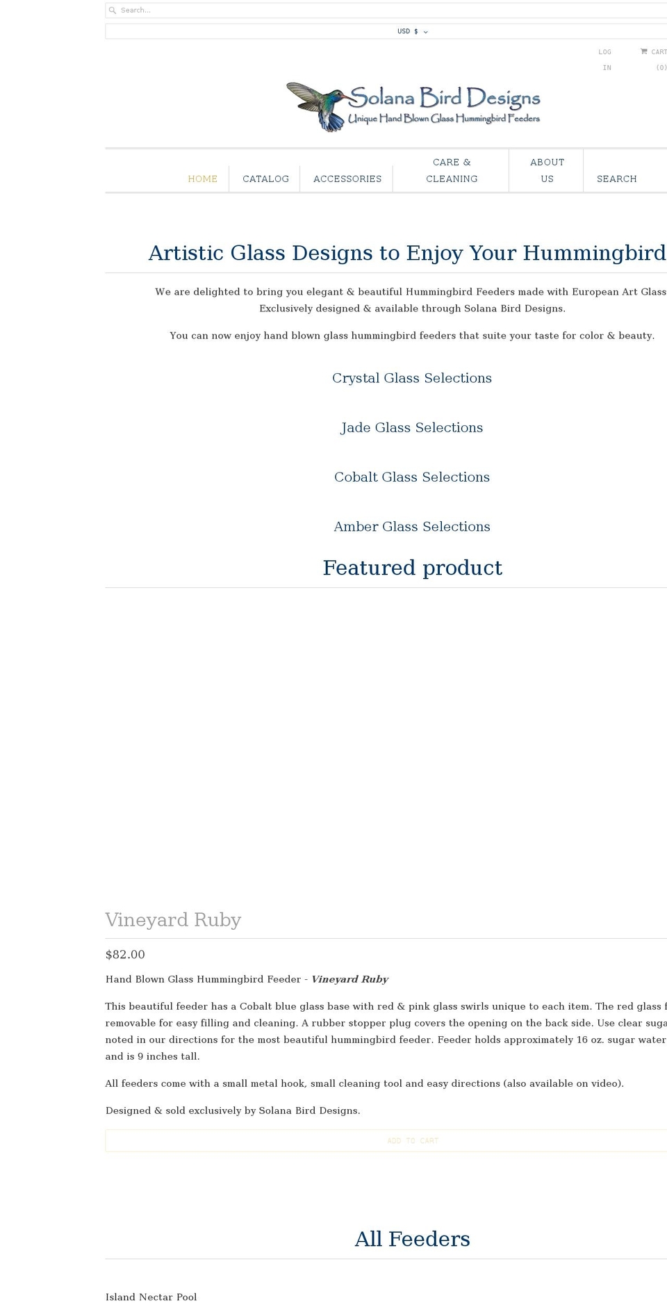 solanabird.com shopify website screenshot