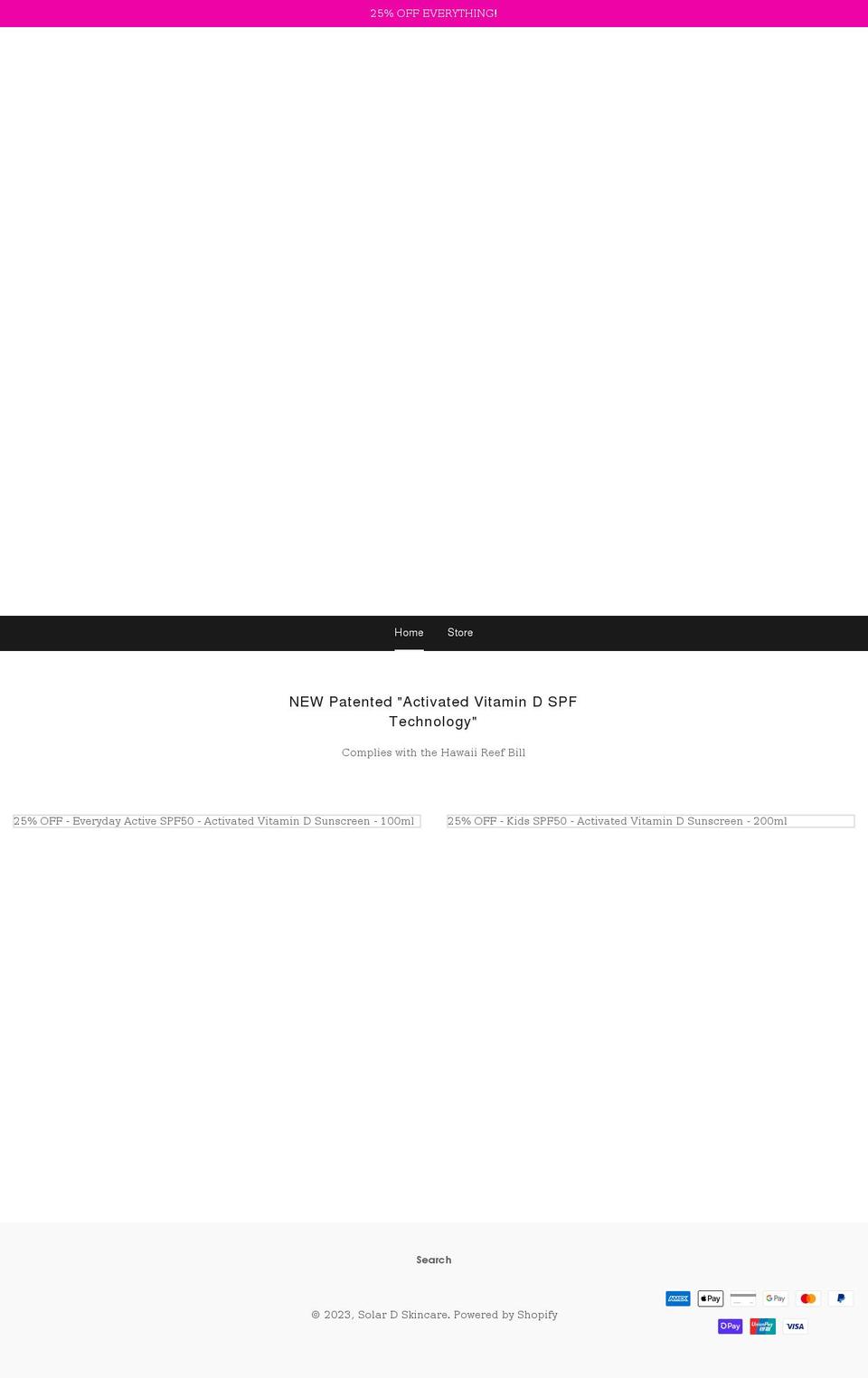solar-d-skincare.myshopify.com shopify website screenshot