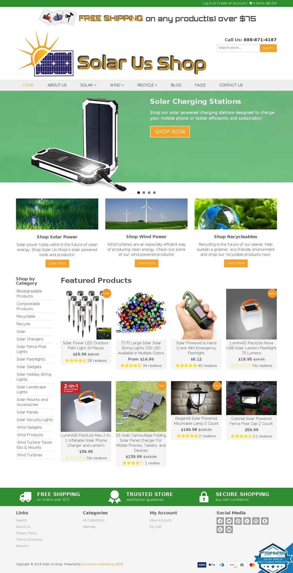 solar-us-shop.com shopify website screenshot