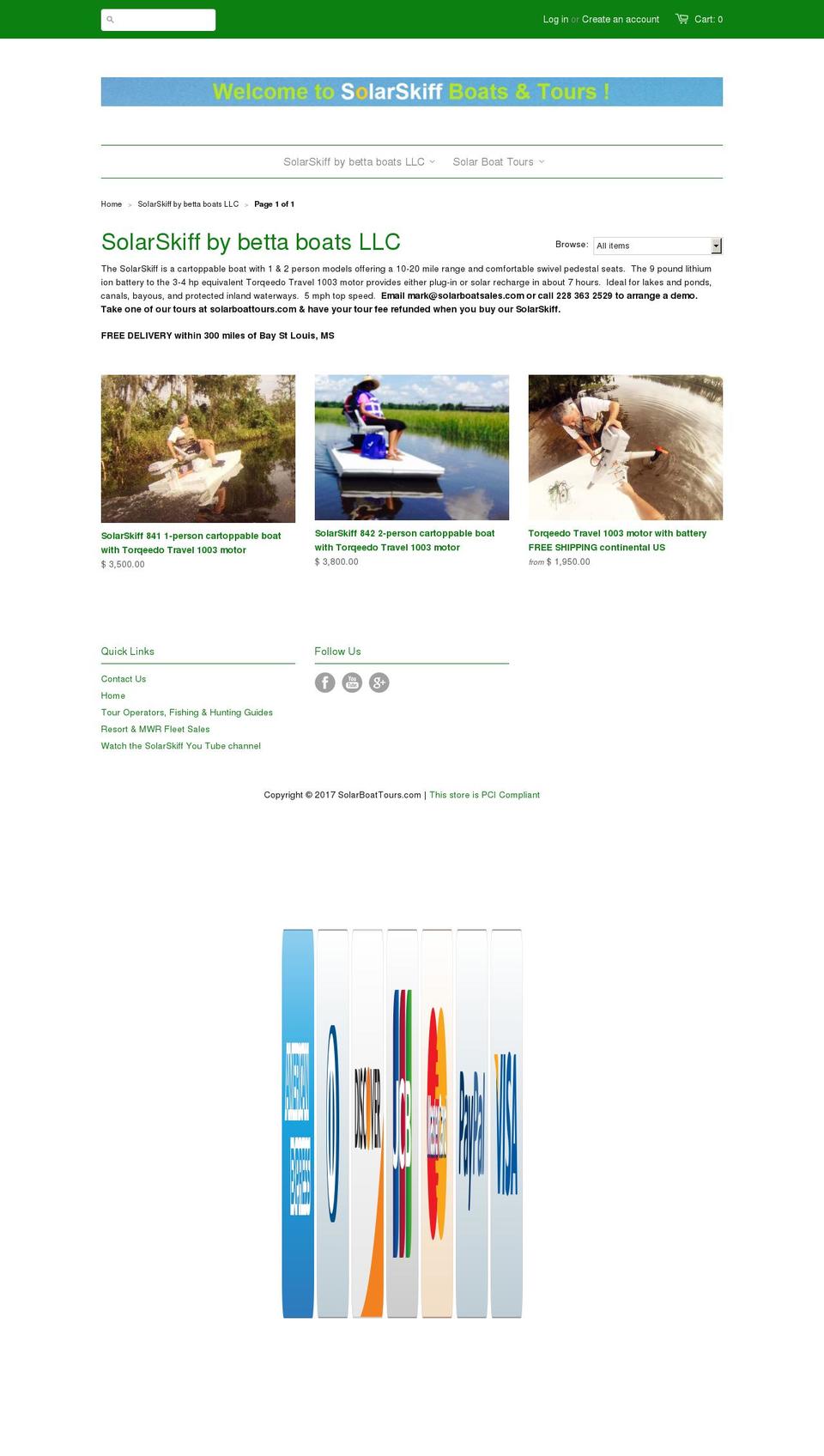 solarboatsales.com shopify website screenshot