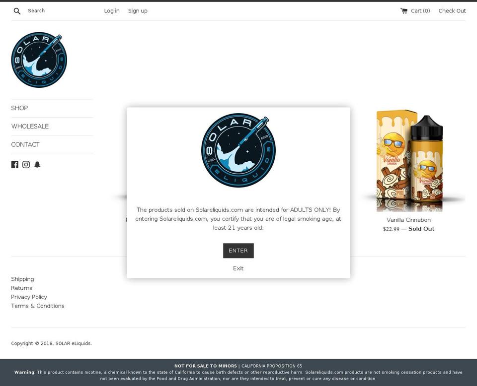solareliquid.com — Shopify storefront screenshot