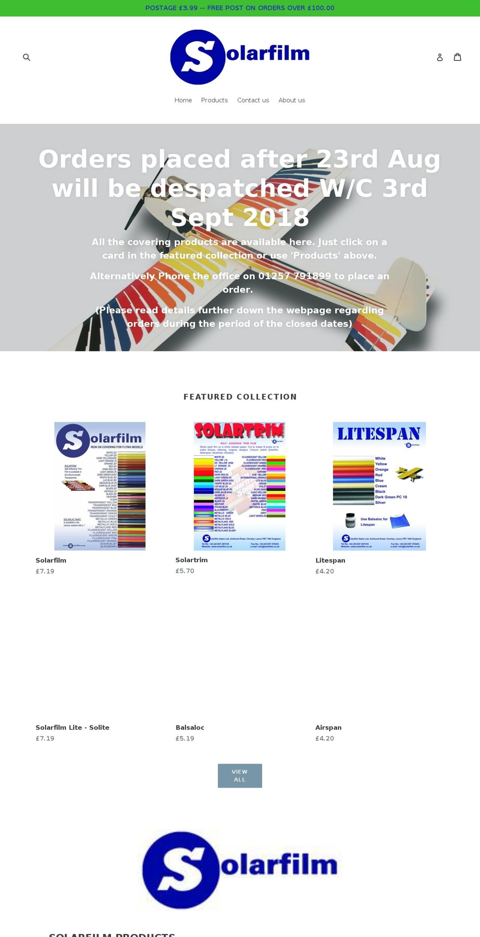 solarfilm.co.uk shopify website screenshot