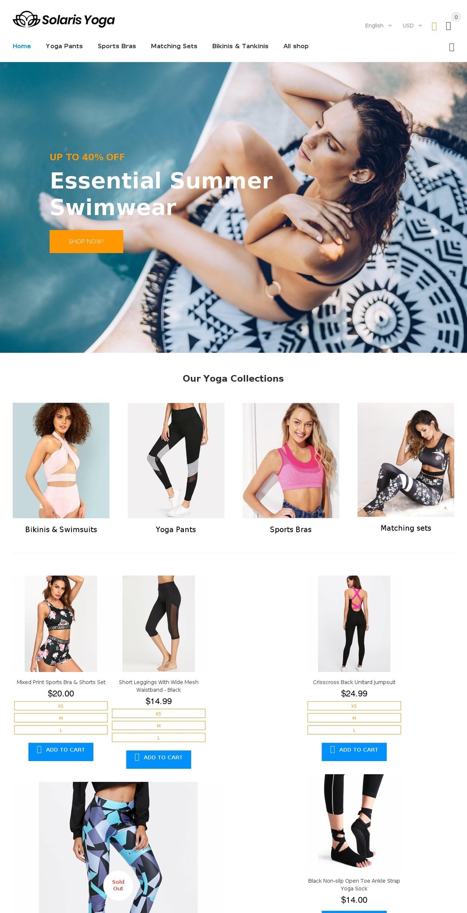 solarisyoga.com shopify website screenshot