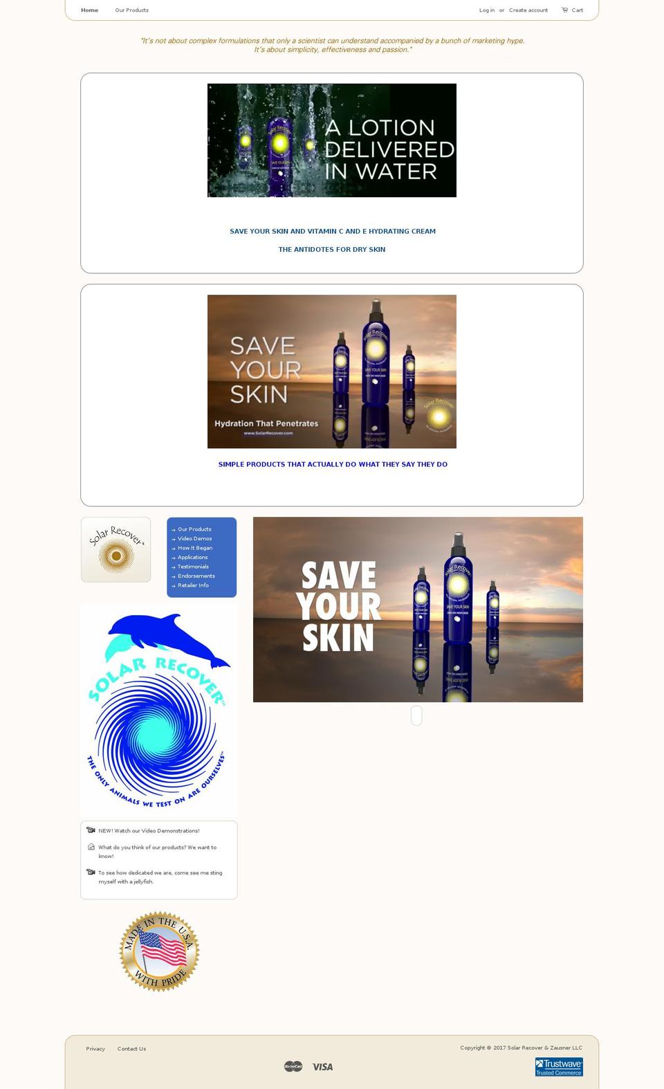 solarrecover.com shopify website screenshot