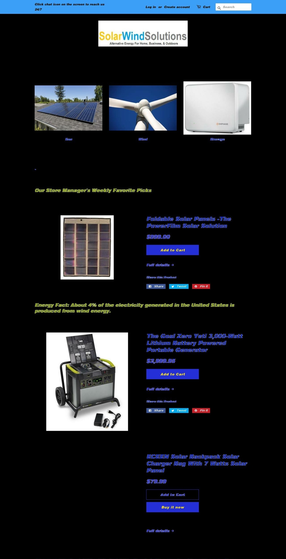solarwindsolutions.net shopify website screenshot
