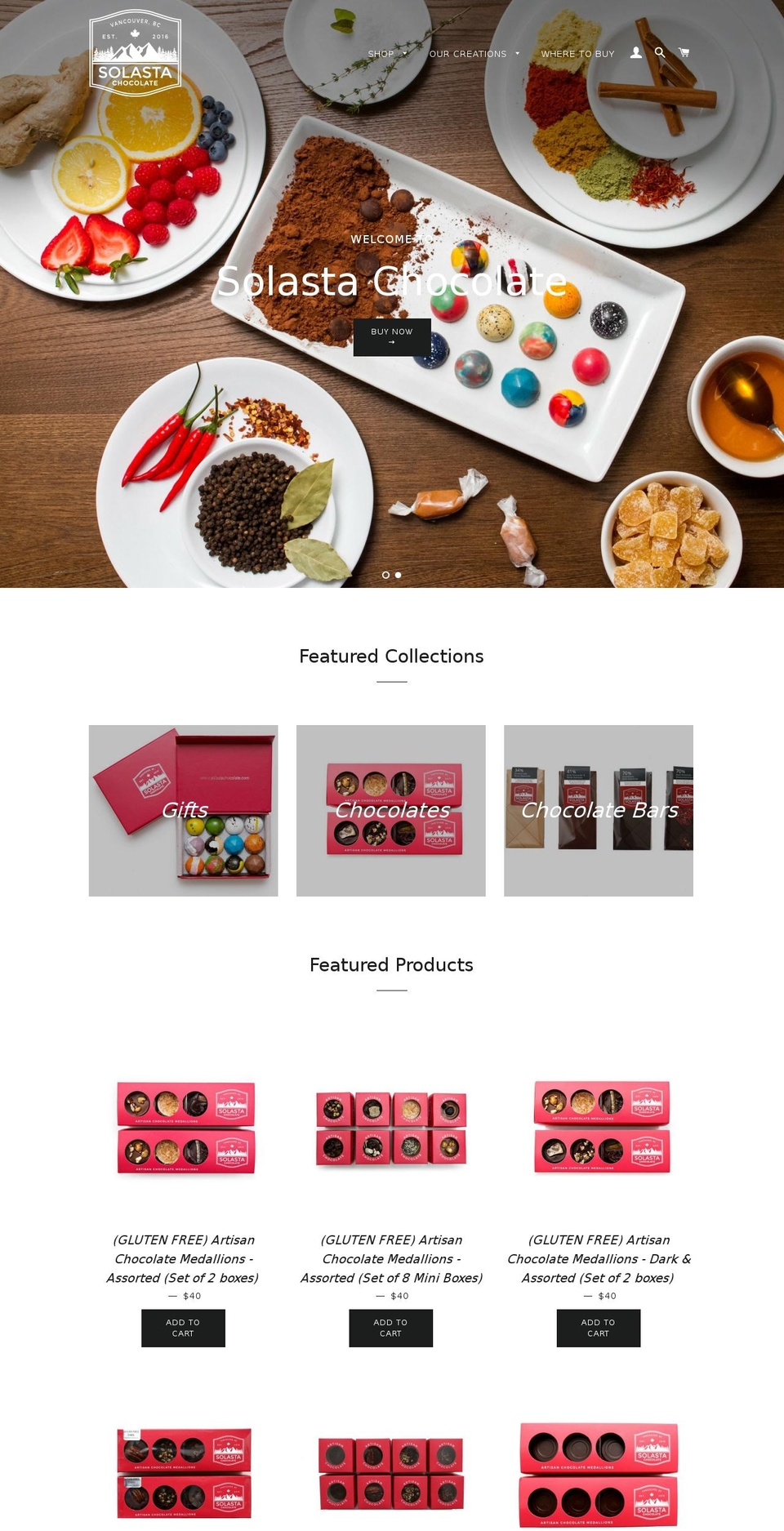 solastachocolate.com shopify website screenshot