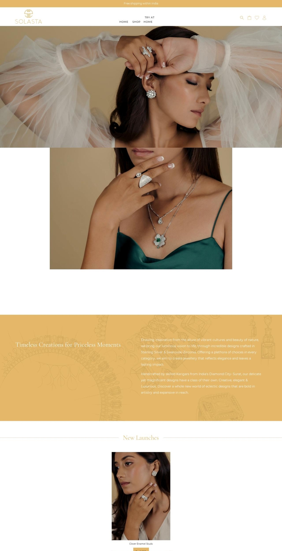 solastajewellery.com — Shopify storefront screenshot