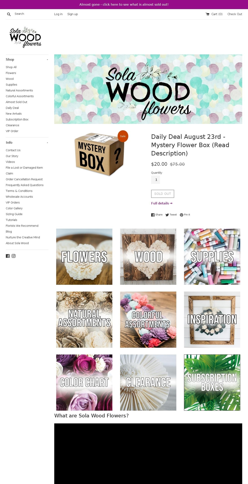 solawoodflowers.com shopify website screenshot