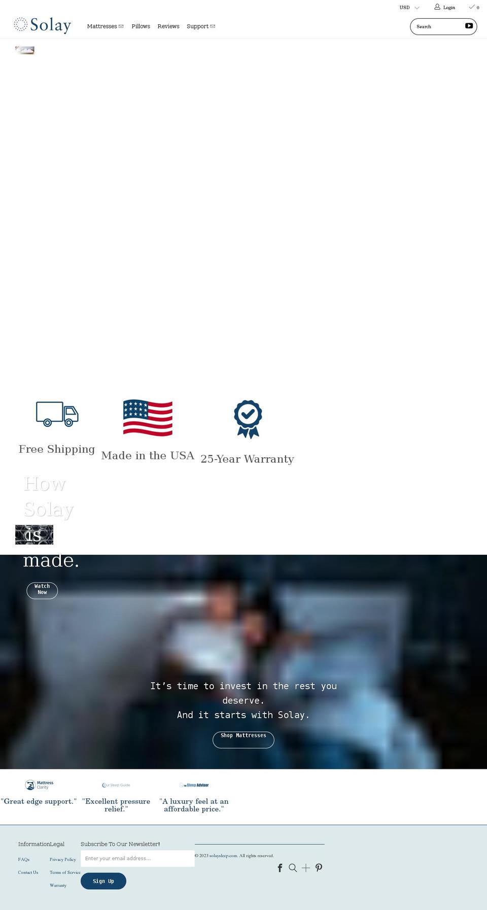 solaysleep.com — Shopify storefront screenshot