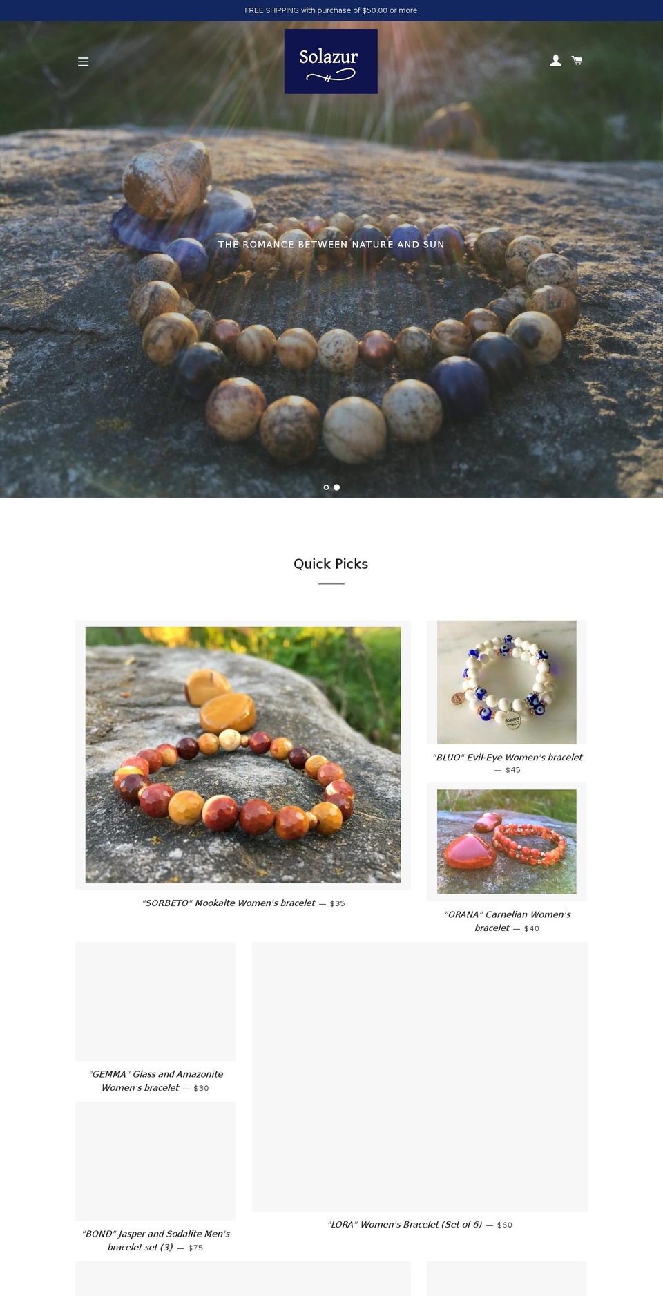 solazurjewelry.com shopify website screenshot