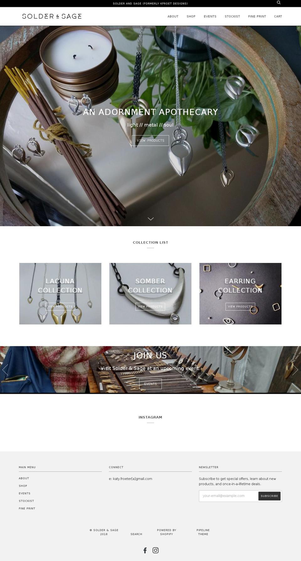 solderandsage.com shopify website screenshot