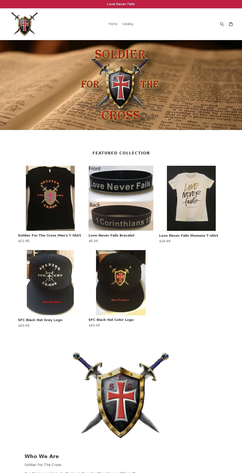 soldierforthecross.com — Shopify storefront screenshot