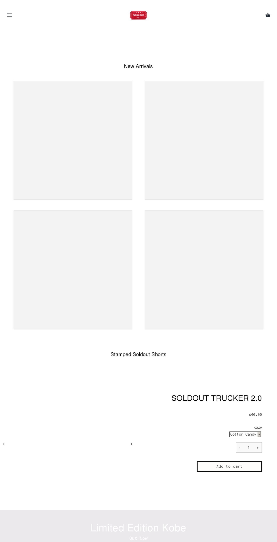 soldoutnycclothing.com shopify website screenshot