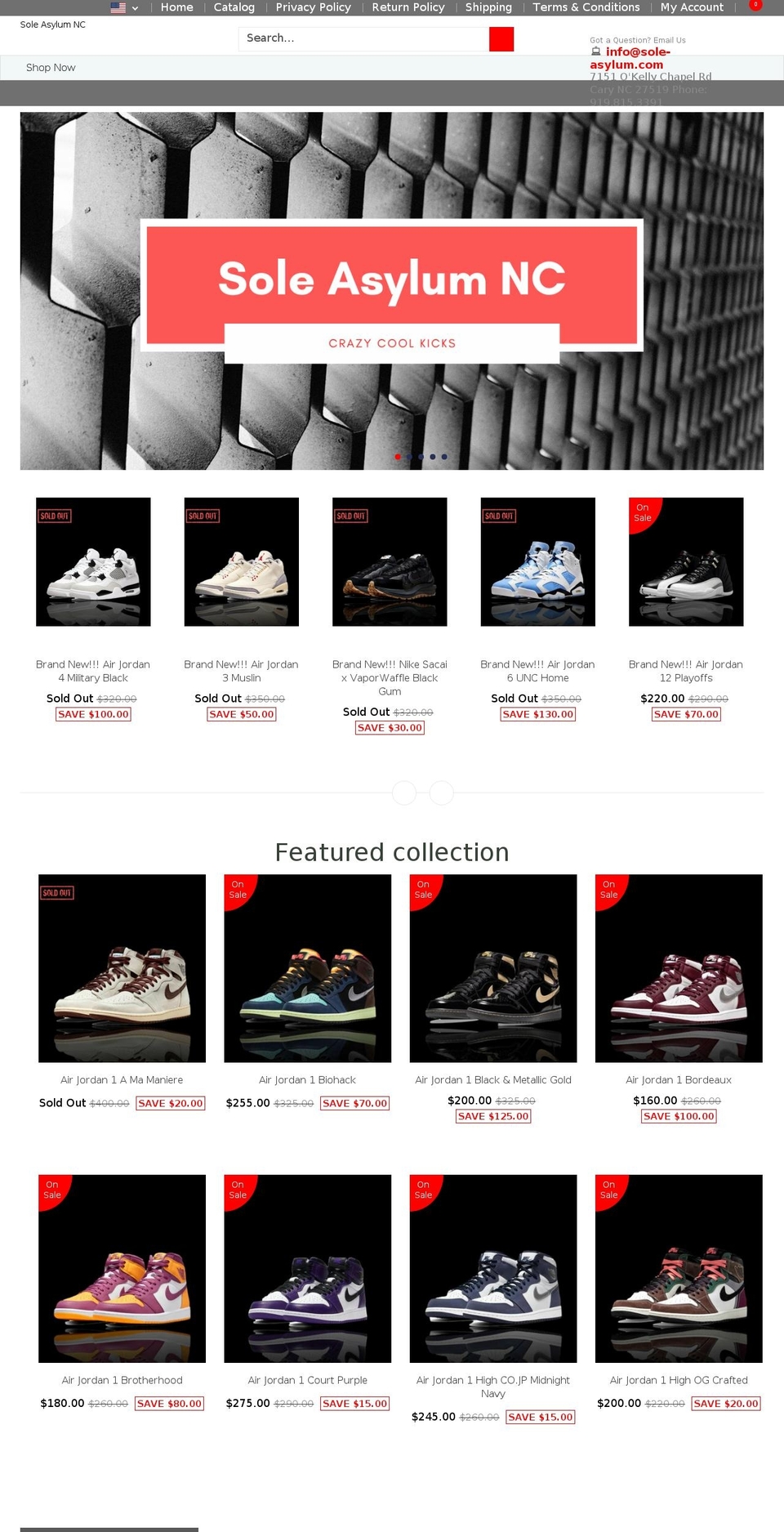 sole-asylum.com shopify website screenshot