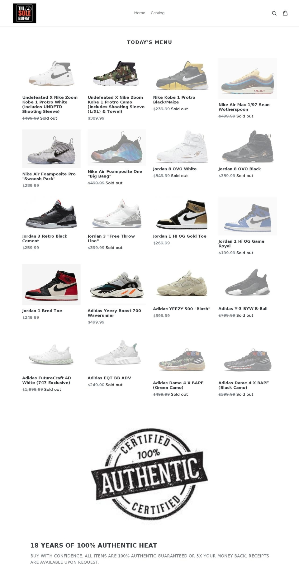 solebuffet.com — Shopify storefront screenshot