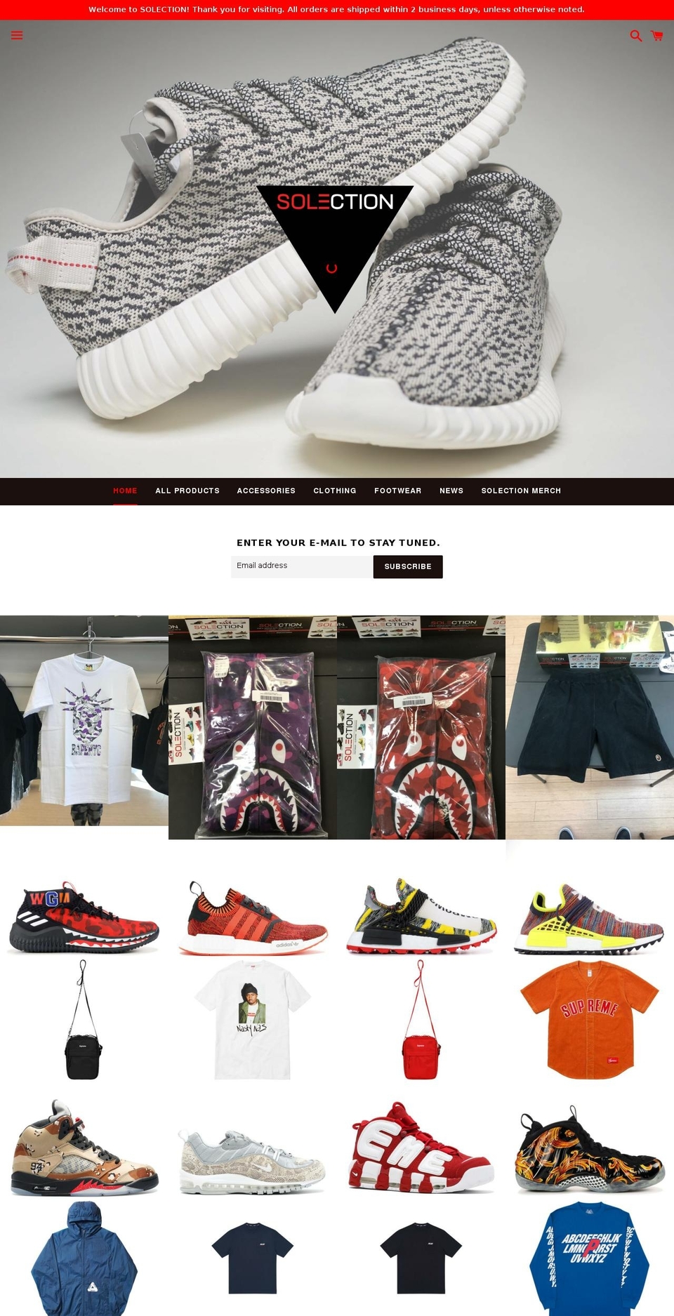 Homepage v Shopify theme site example solectionlv.com