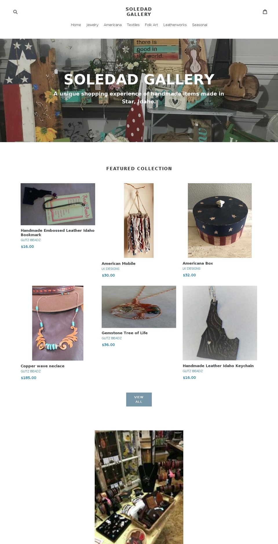 soledadgallery.com shopify website screenshot