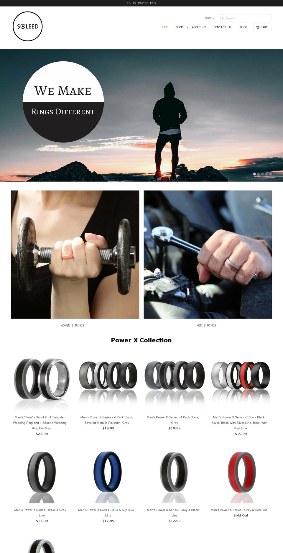 soleedrings.com shopify website screenshot