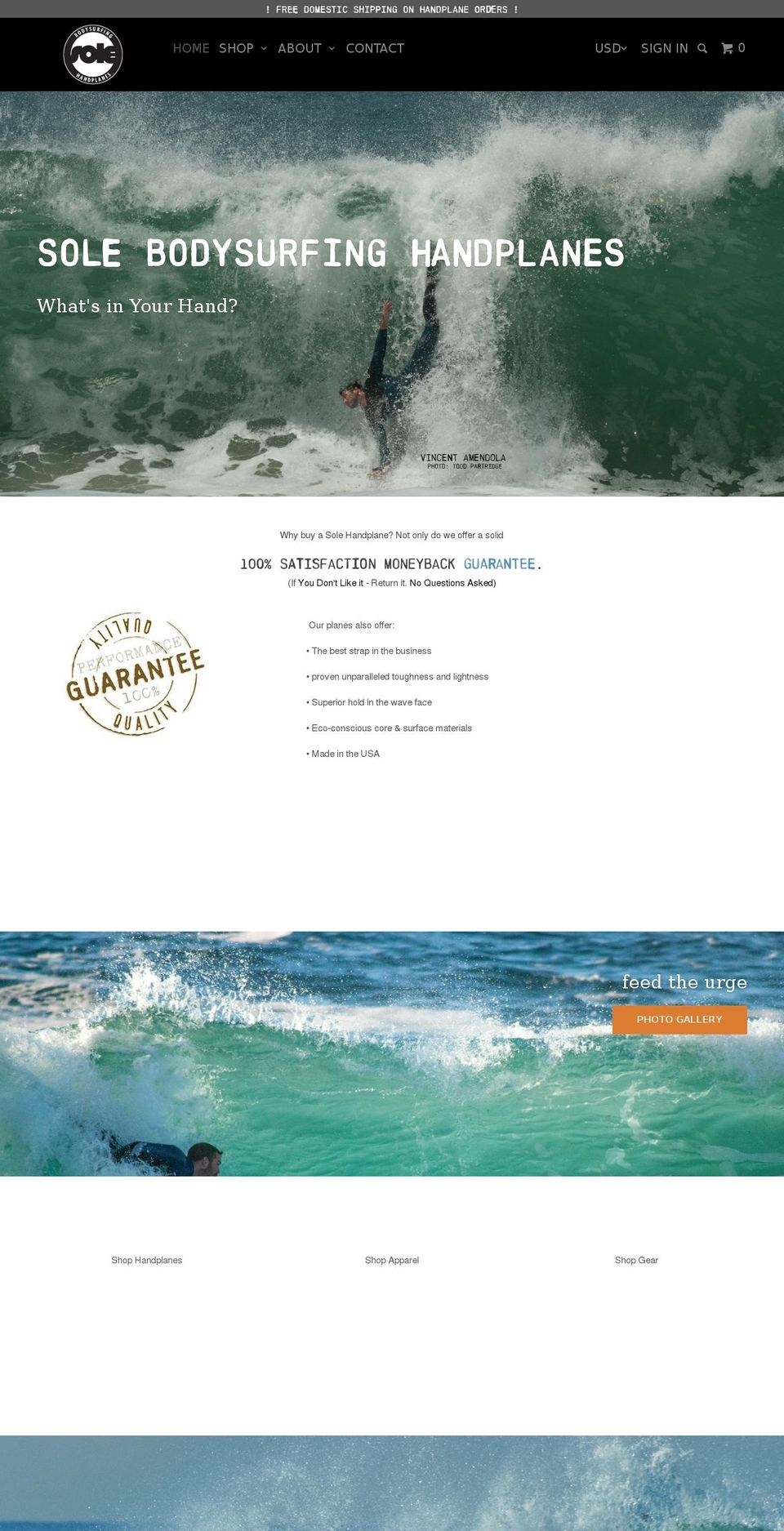 solehandplanes.com shopify website screenshot