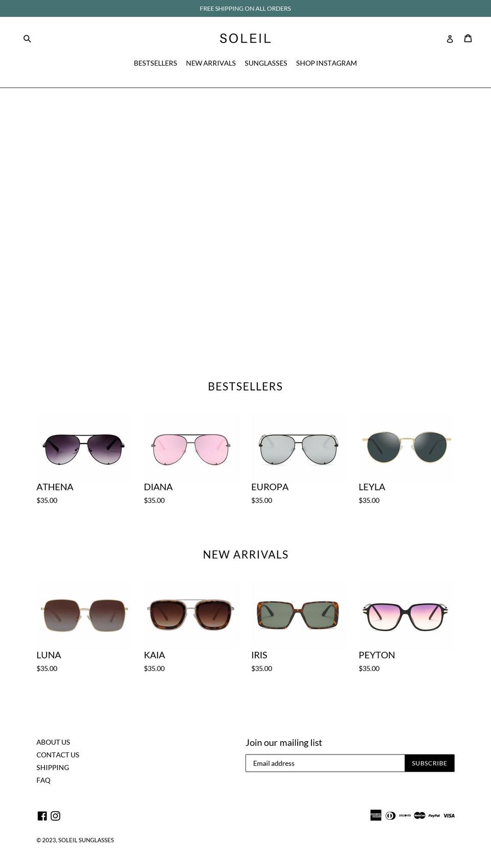 soleilamerica.com — Shopify storefront screenshot