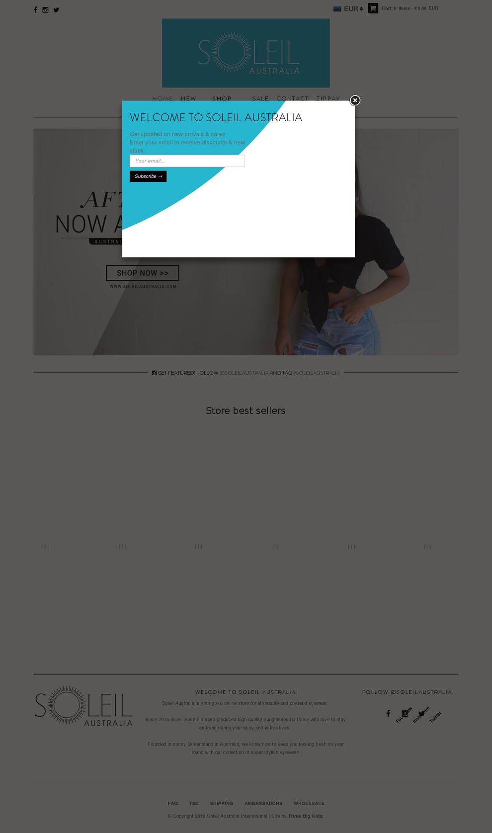 soleilaustralia.com — Shopify storefront screenshot