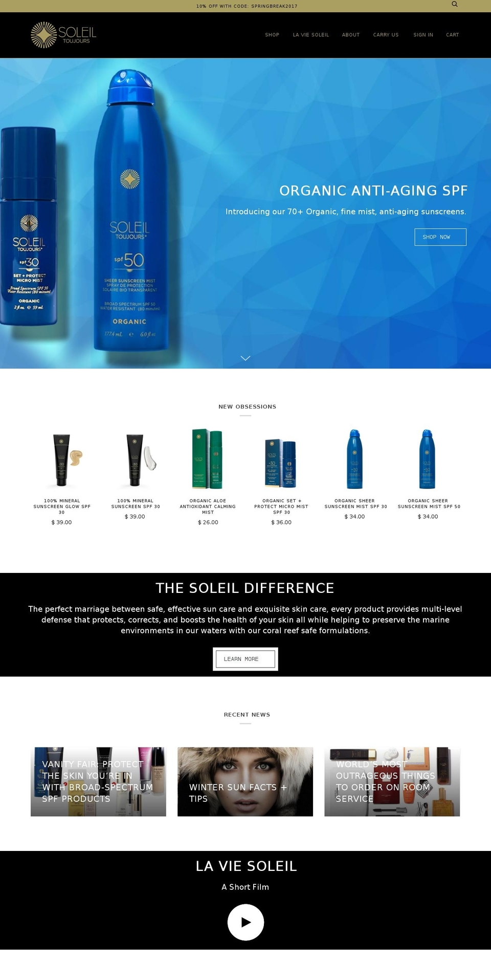 soleilorganique.com shopify website screenshot