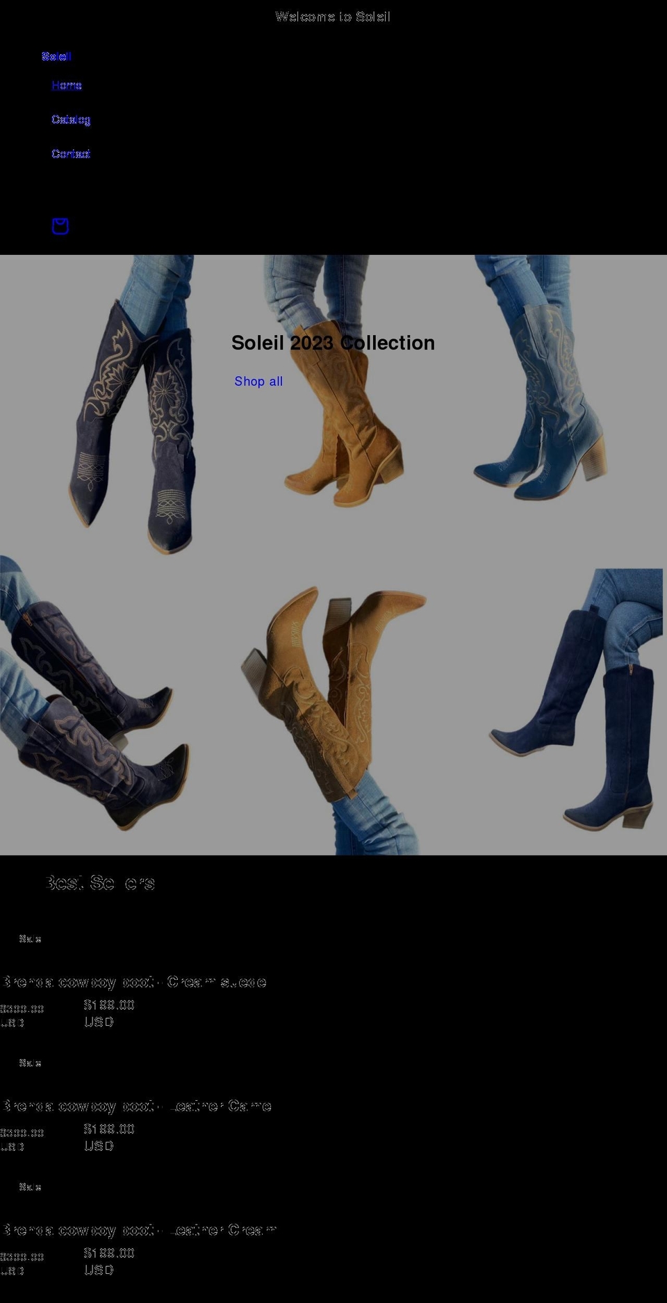 soleilshoes.com shopify website screenshot