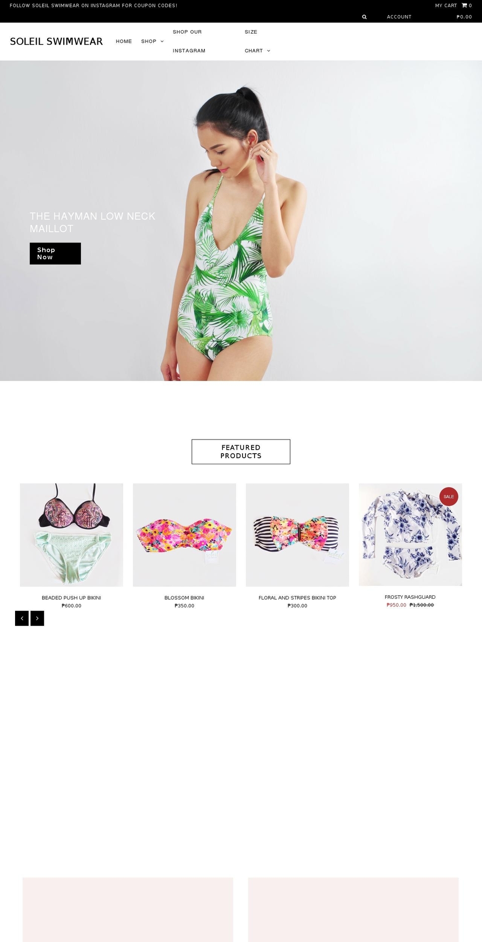 soleilswimwear.com shopify website screenshot