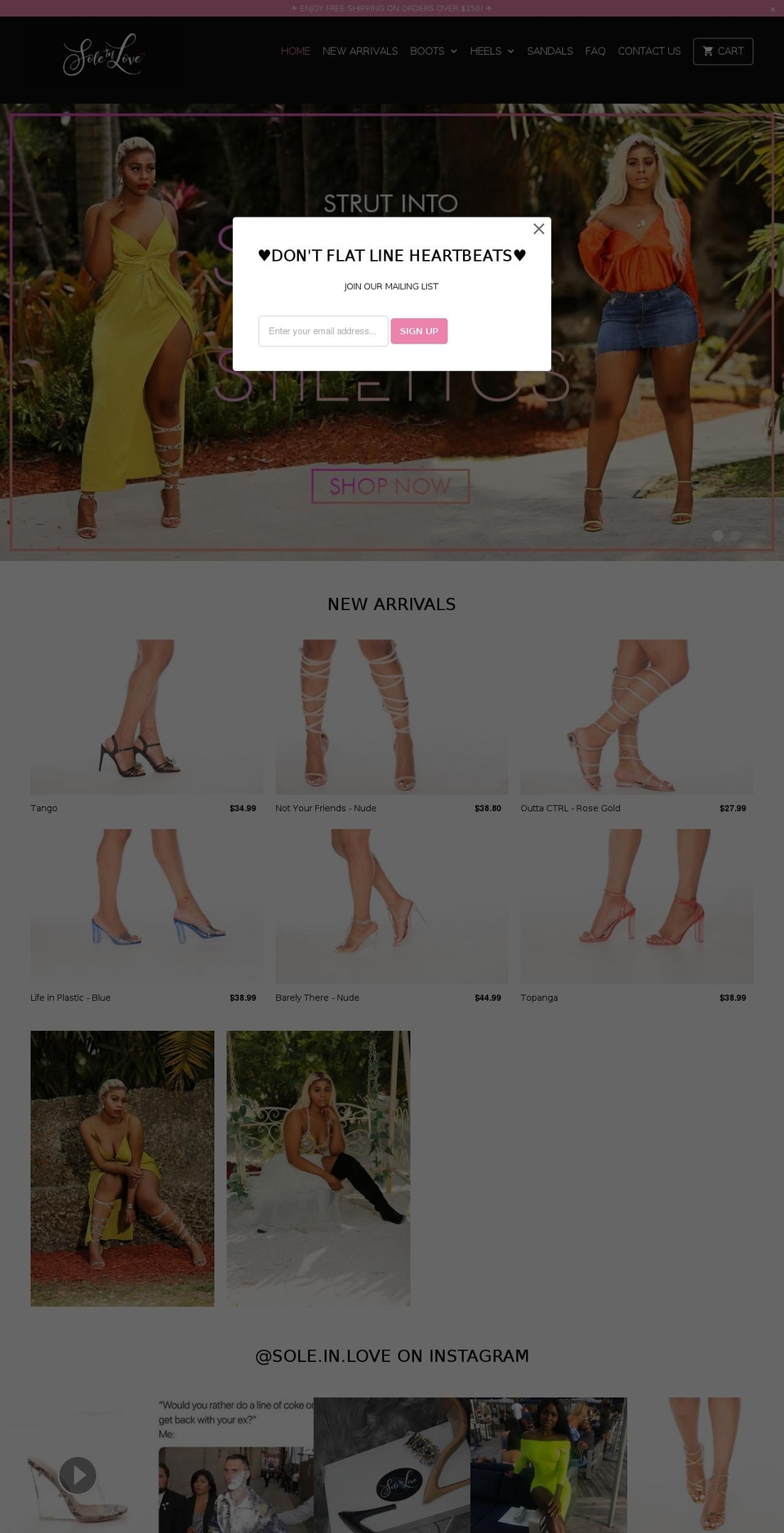 soleinloveshop.com — Shopify storefront screenshot