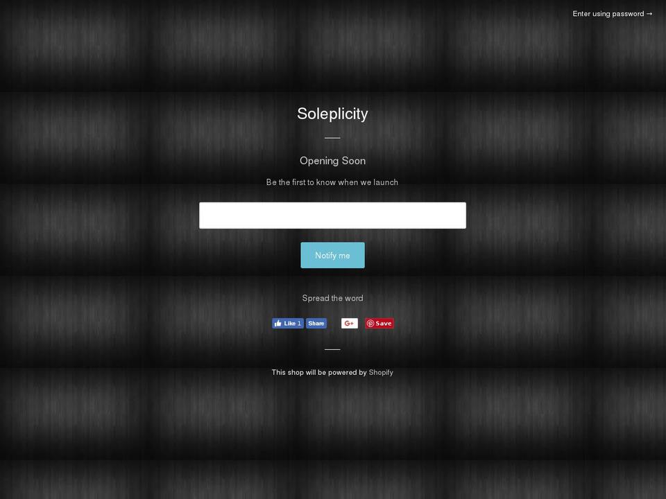 soleplicity.com — Shopify storefront screenshot