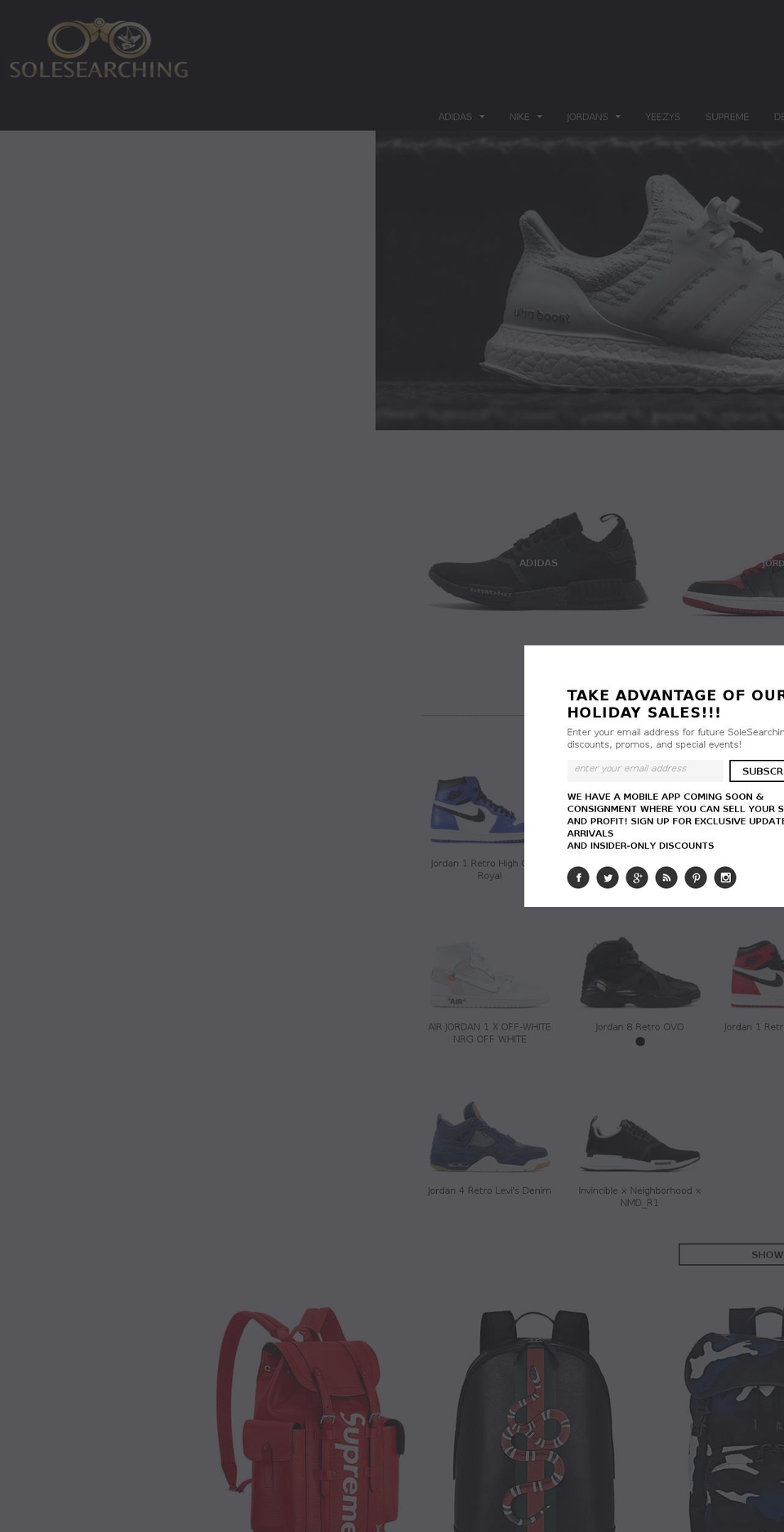 solesearchingglobal.com — Shopify storefront screenshot
